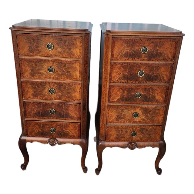 1950s Pair of Tall Chests Drawers For Sale