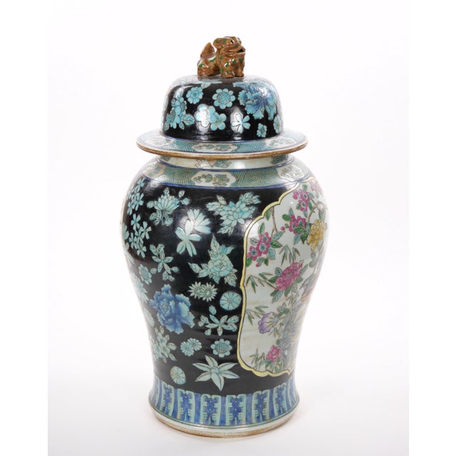 Large 19th Century Chinese Export Hand-Painted Enameled Lidded Decorative Urn For Sale - Image 10 of 14
