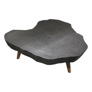 CUSTOM Andrianna Shamaris Amorphous Charred Coffee Table with Charred wood legs For Sale