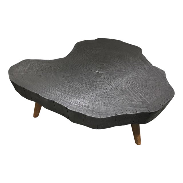 CUSTOM Andrianna Shamaris Amorphous Charred Coffee Table with Charred wood legs For Sale
