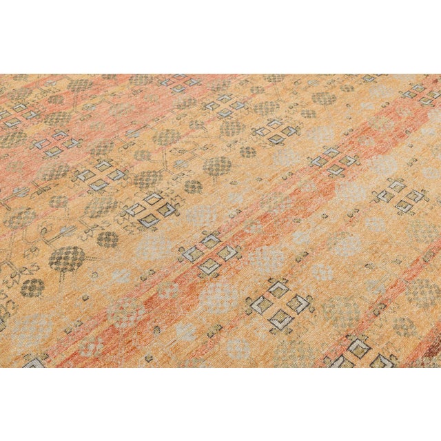 Transitional Khotan Patterned Wool Rug in Earthy Terracotta, Gold, and Sage For Sale - Image 11 of 13