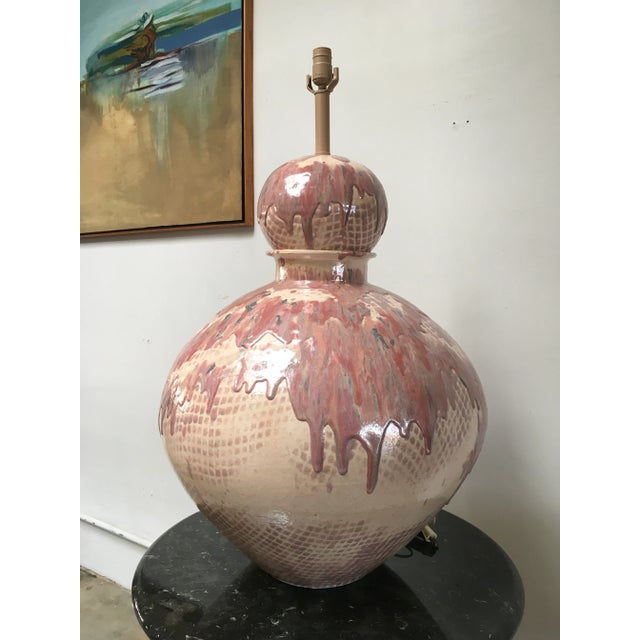 Monumental Postmodern Drip Glaze Ceramic Table Lamp in the Manner of Gary McCloy, Palm Springs Estate For Sale - Image 9 of 12