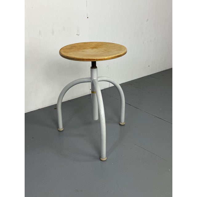 Mid-Century Modernist Industrial Adjustable Stool from Oostwoud Fabrieken Franeker, 1950s For Sale - Image 6 of 6