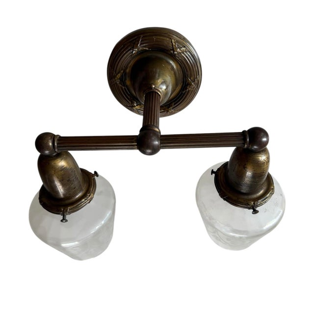 Metal Antique Double Wall Sconce Completely Restored Original Patina For Sale - Image 7 of 8
