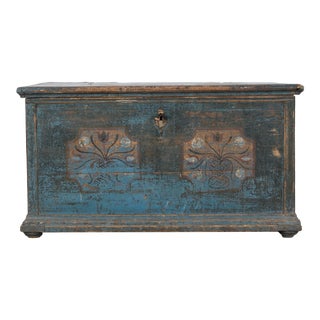 19th Century Scandinavian Blue Folk Chest For Sale