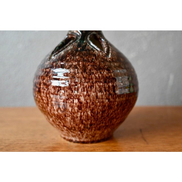 1960s Accolay Openwork Ceramic Ball Vase in Turquoise Glazed, 1960s For Sale - Image 5 of 9