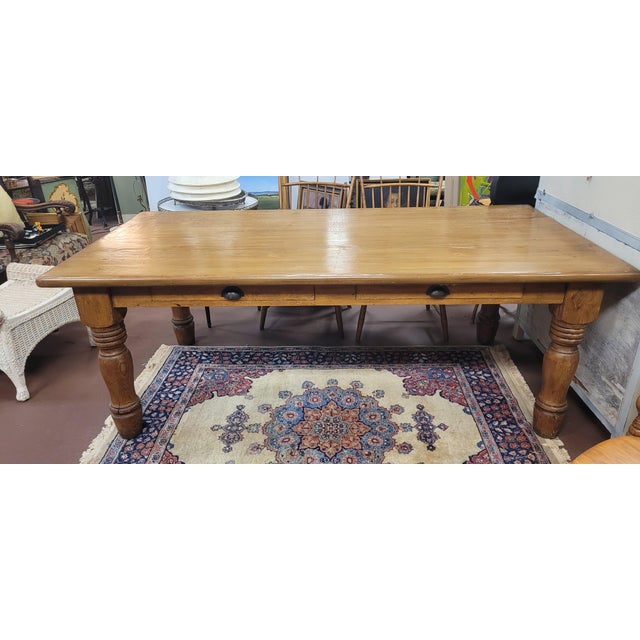 Vintage Large Farmhouse Harvest Dining Table For Sale - Image 15 of 15