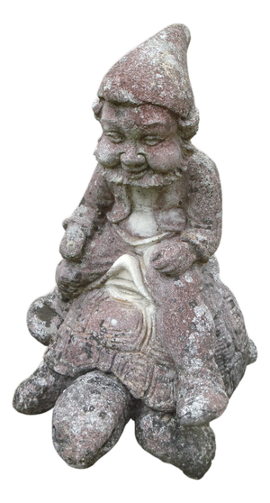 Mid-Century Cast Stone Gnome wiith Turtle, 1950s