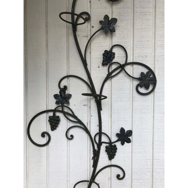 1950s Wrought Iron Floral Garden Wall Decor For Sale - Image 5 of 11