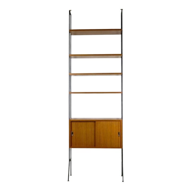 Mid-Century Italian Modular Freestanding Floor to Ceiling Book Case, 1950s For Sale