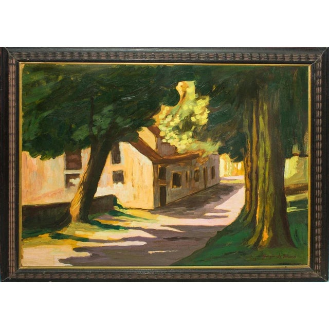 1920s Landscape with House (Villa Borghese) - Oil on Table by Giorgio de Vincenzi 1928 For Sale - Image 5 of 5