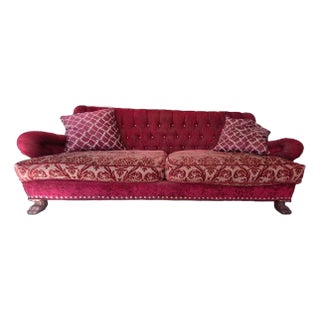 Circa 1970 Upholstered Burgundy Red Sofa For Sale