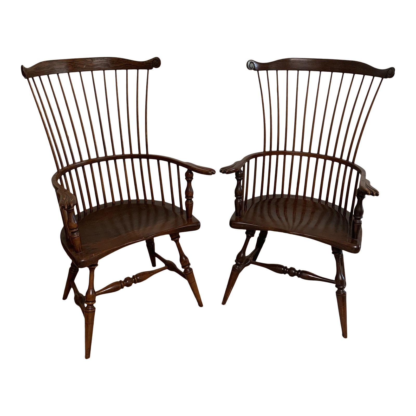 Duckloe Brothers Cherry Windsor Armchairs a Pair Chairish