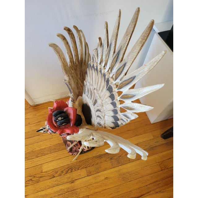 Burnt Orange 1960's Hand Carved Garuda Statue From Thailand For Sale - Image 8 of 13