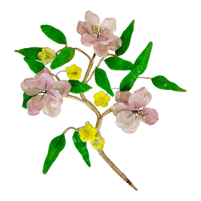 Mid-Century Boho Chic Japanese Acrylic-Lucite Cherry Blossom Wall Sculptural Object For Sale