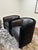 Mid 20th Century Mid 20th Century Mid-Century Modern Pair of Black Velvet and Vinyl Club Chairs For Sale - Image 5 of 7