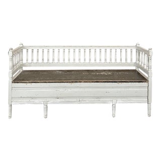 19th Century Swedish Neoclassical Painted Bench ~ Trunk For Sale