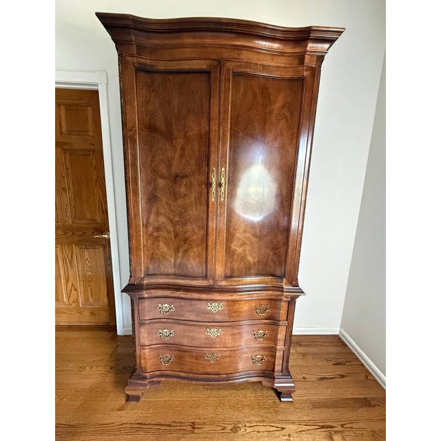 Henredon Aston Court Mahogany Burlwood Suite: Armoire and Nightstand. Pristine condition. No scratches or marks. 1....