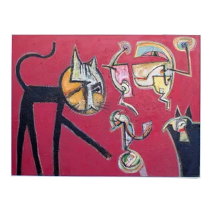 Abstract Acrylic on Canvas Painting of Cats by James L. Bruch
