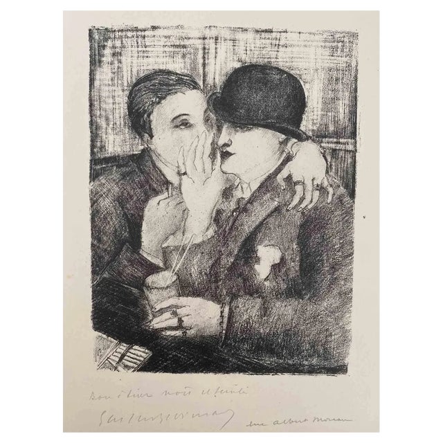 Luc-Albert Moreau, The Whisper, Original Lithograph, Early 20th Century For Sale
