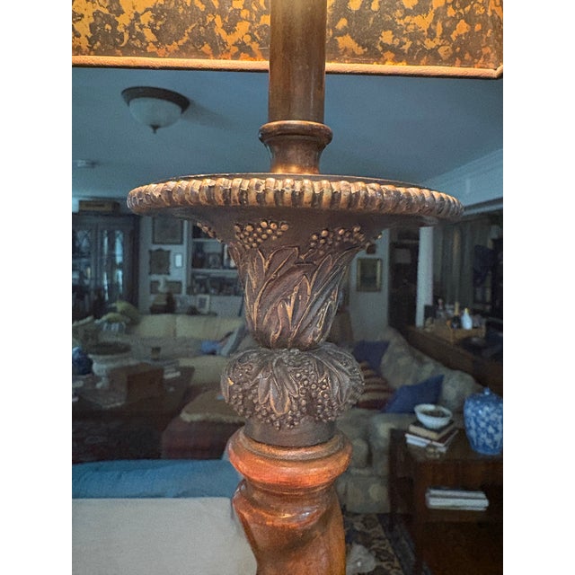 2000 - 2009 Vintage Theodore Alexander Barley Twist Lamp, Leather‑Look Shade, Faux Tortoise Shell Liner, Tall at 37.5” Ralph Lauren Style Club Room - See Pics! For Sale - Image 5 of 11