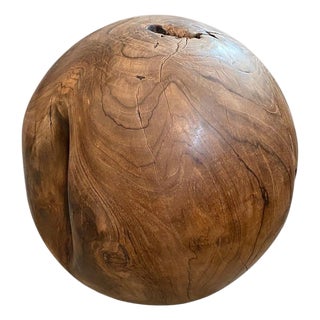 Andrianna Shamaris Teak Wood Organic Sculptural Sphere For Sale