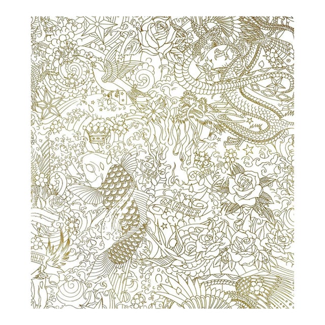 Sample - Jean Paul Gaultier for The House of Scalamandré Horimono Wallcovering, Or For Sale