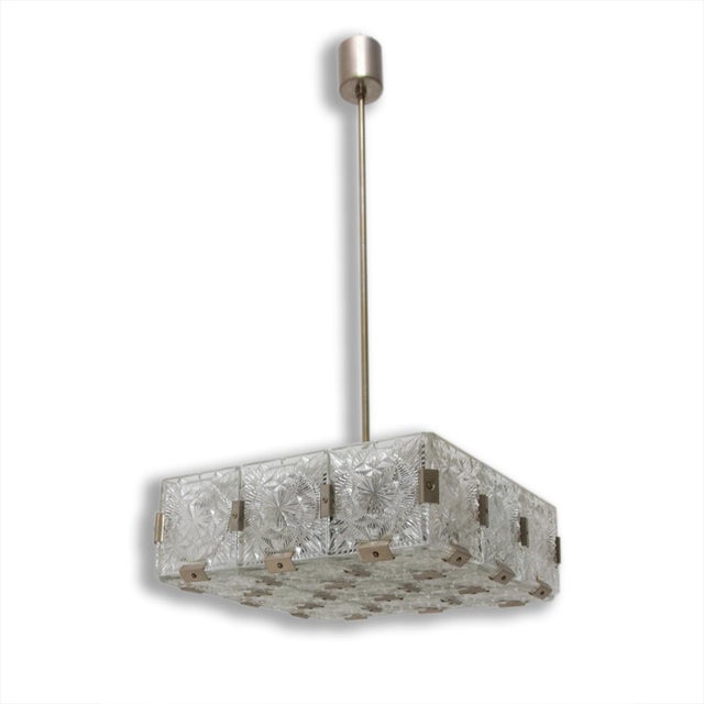 Mid-Century Pendant Lamp in Glass & Chromed Steel from Kamenický Šenov, Czechoslovakia, 1970s For Sale - Image 15 of 15