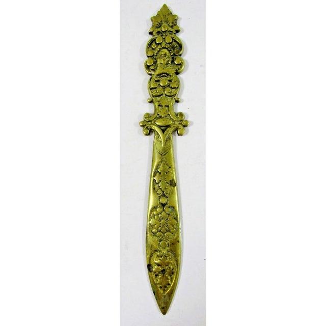 1930s Art Deco Belgian Arlequin Bronze Letter Opener For Sale - Image 4 of 7