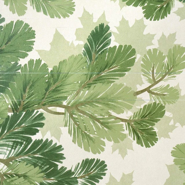 Contemporary Schumacher Covey Hedge Wallpaper In Sage For Sale - Image 3 of 5
