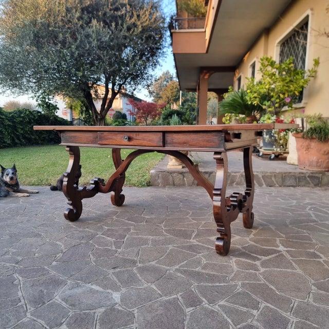 Large Tuscan Fratino Table in Walnut, 1800s For Sale - Image 4 of 12