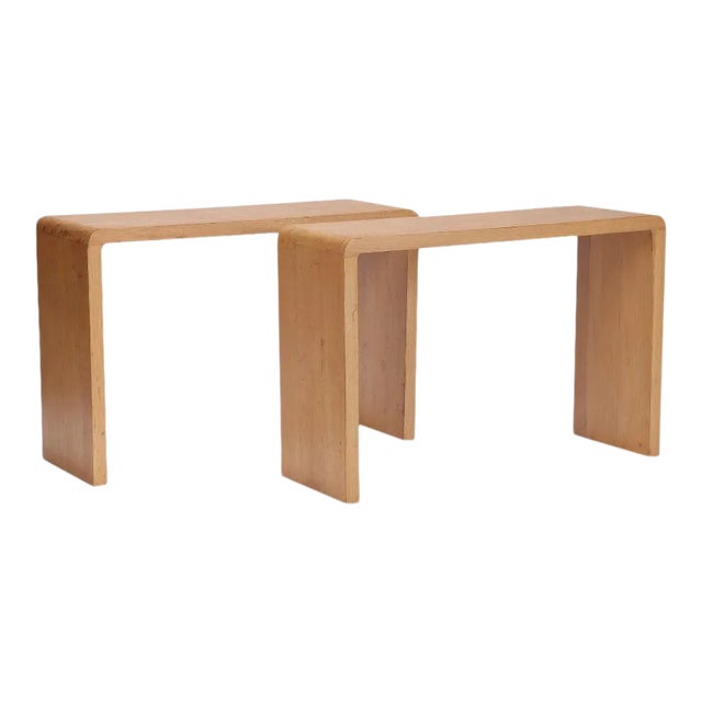 A Pair of Waterfall Cerused Oak Console Tables. Contemporary For Sale