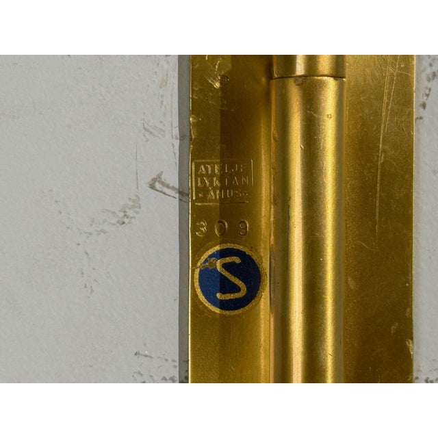 Brass 1970s Ateljé Lyktan, Articulating Wall Light, Brass, Cane, Teak For Sale - Image 8 of 8