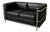 Mid-Century Black Leather and Chrome Two Seater Sofa by Le Corbusier For Sale