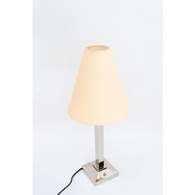 Nickel Table Lamp with Fabric Shade Vienna, Austria, 1920s For Sale - Image 4 of 18
