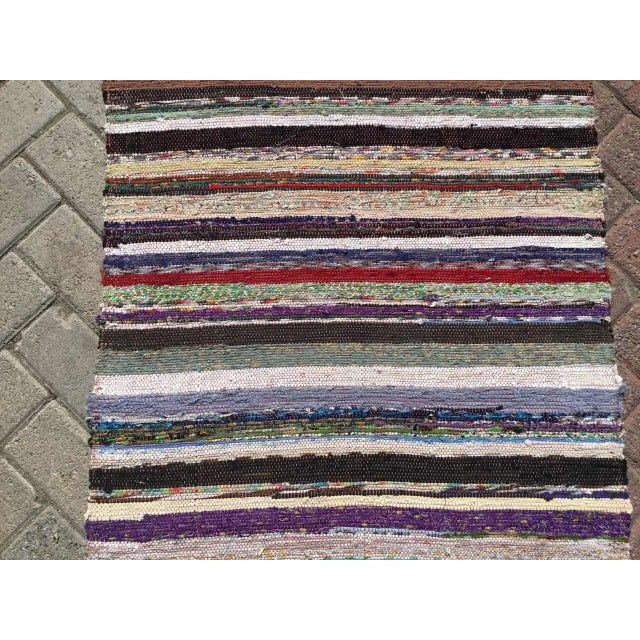 Turkish Striped Hemp Kilim Runner - 29" X 112" For Sale - Image 4 of 9