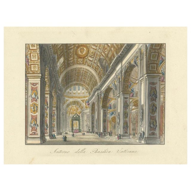 Interior of the Vatican Basilica, 1840s, Paper For Sale - Image 9 of 9