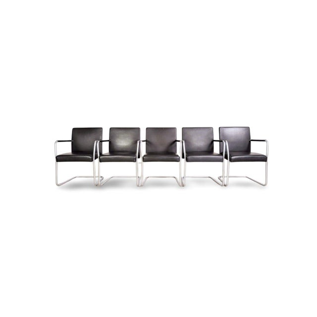 Jason Lite 1500 Chairs in Black Leather from Walter Knoll, Set of 5 For Sale - Image 11 of 11