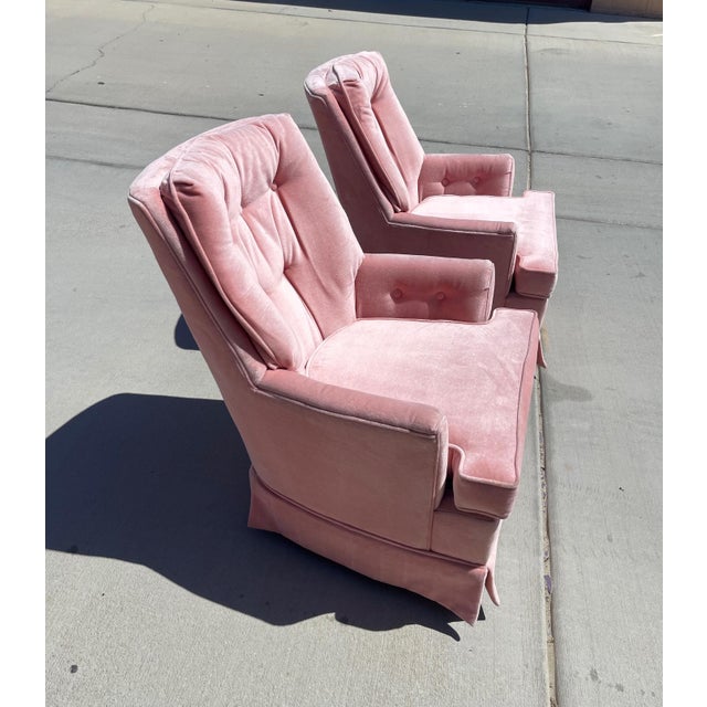 Vintage Pastel Pink High Back Swivel Chairs a Pair Chairish