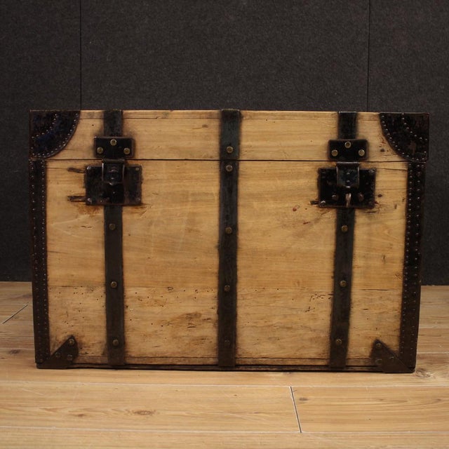 Large Wooden Trunk, 1960s For Sale - Image 12 of 13