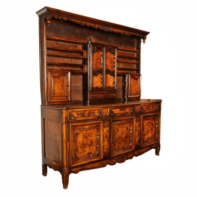 A fine & large antique late 18th century two section French Provincial vaissiler/buffet, Normandy, circa 1790. The buffet...