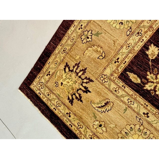 Indian, Wool Carpet, Burgundy and Beige, 21st Century For Sale - Image 11 of 12