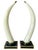 From Marquis Collection Beverly Hills is this glamorous Pair of Large Faux Tusk Sculptures on Black Faux Marble and Brass...