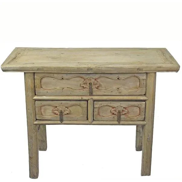 Camel Rustic Asian Dresser With Decorative Carved Drawer For Sale - Image 8 of 13