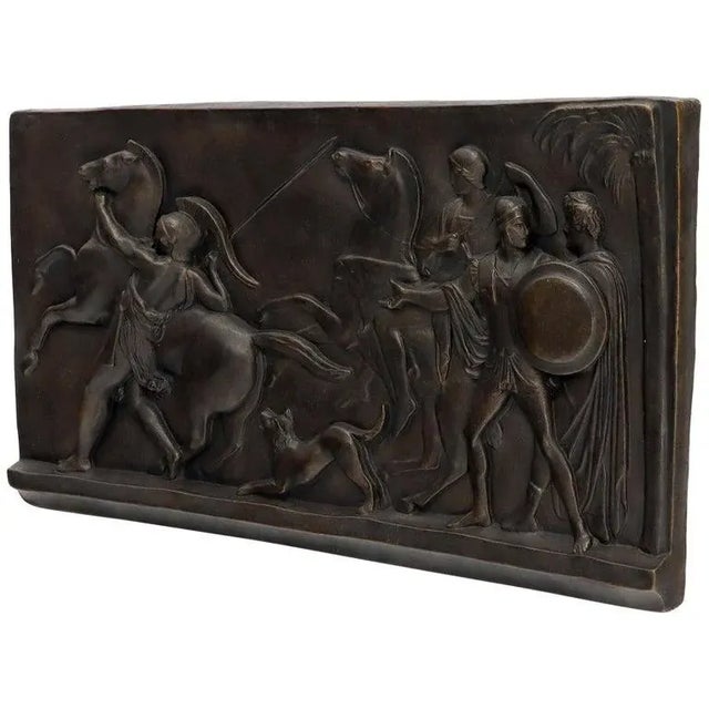 Large Roman or Greek Battle Scene Heavy Fiberglass Plaque Bronze Patina For Sale - Image 10 of 10