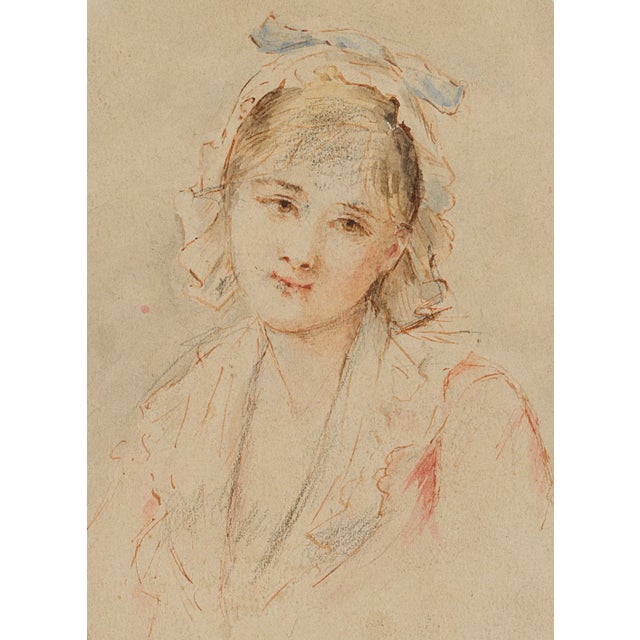 Portrait of a Lady with a Bonnet, 1820, Graphite on Paper For Sale