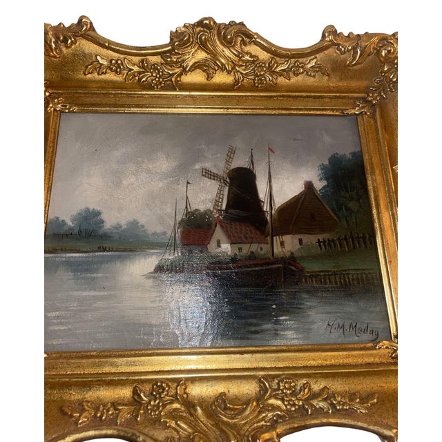 Realism Set of Two 19th Century Antique Marine Oil Paintings in Gilt Frames For Sale - Image 3 of 10