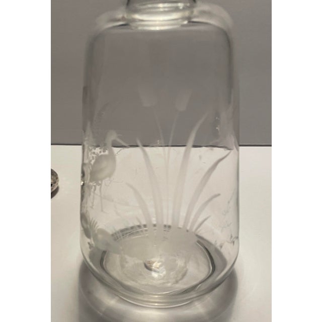 Antique Engraved Stork Glass Decanter or Scent Bottle For Sale - Image 6 of 9