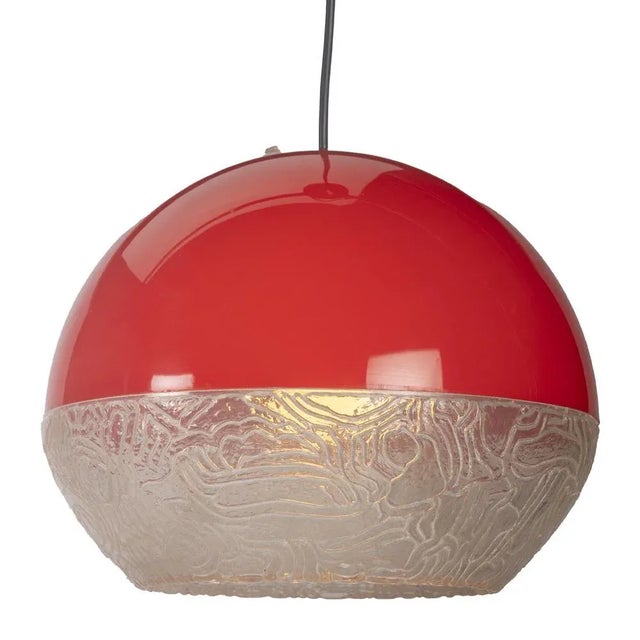 Space Age Pendant Lamp in Red Plastic For Sale - Image 4 of 7