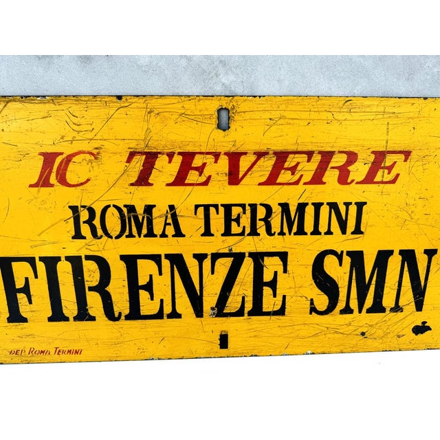 Vintage Italian Double-Sided Metal Train Route Sign: Roma Termini to Firenze SMN, 1970s For Sale - Image 4 of 17